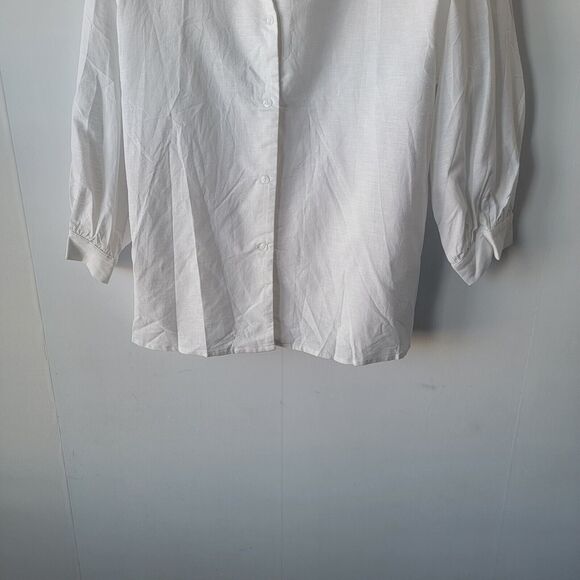 stylewe fashin shrit womens size xl  white button up linen blend - Picture 4 of 8